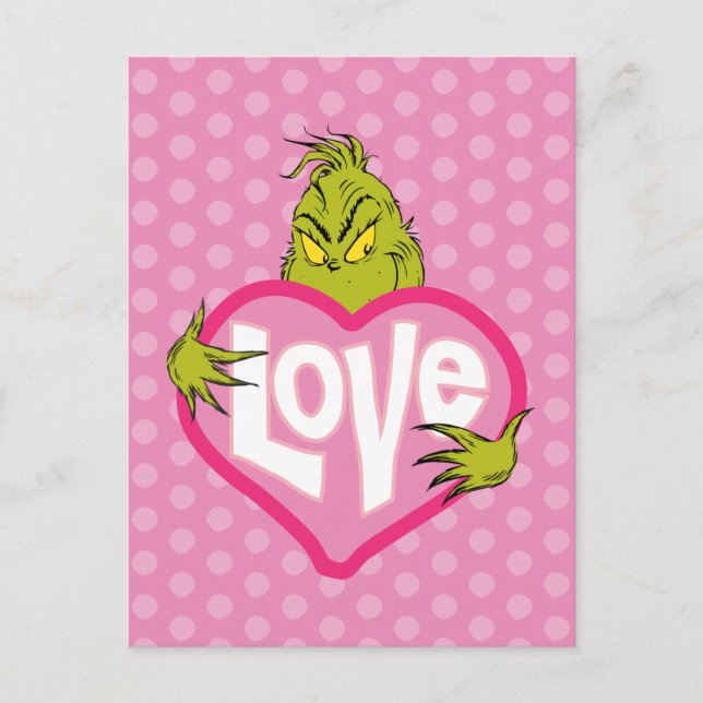 The Grinch | Love Pink Heart Postcard (Front)