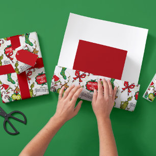 The Grinch Naughty or Nice Pattern Wrapping Paper Sheet