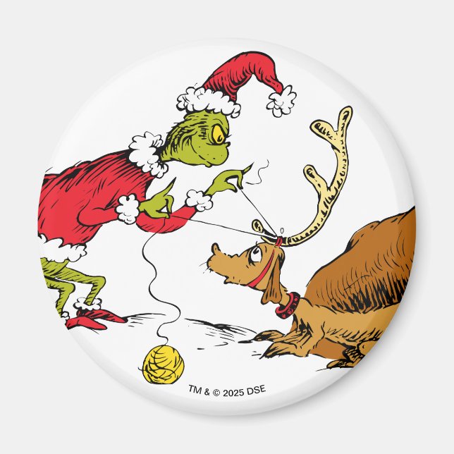 The Grinch Prepares Max the Reindeer Magnet (Front)