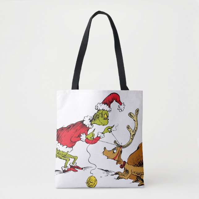 The Grinch Prepares Max the Reindeer Tote Bag (Front)