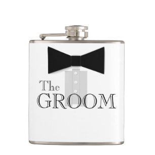 The Groom Bow Tie Tuxedo Hip Flask