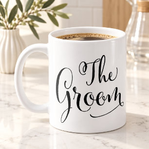 The Groom Elegant Black Script Writing Wedding Coffee Mug