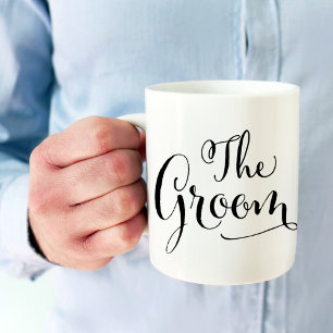 The Groom Elegant Black Script Writing Wedding Coffee Mug