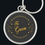 The Groom Gold Wedding Elegant Modern Personalise  Key Ring<br><div class="desc">The Groom Gold Wedding Elegant Modern Personalise Keychain is great for the Groom To Be to use and give away as favours. It also makes a nice gift for the Groom.</div>