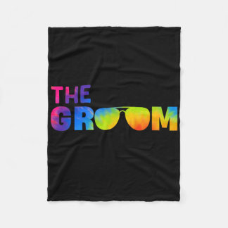 The Groom Tie Dye Cool Shades Funny Bachelor Party Fleece Blanket