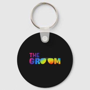 The Groom Tie Dye Cool Shades Funny Bachelor Party Key Ring