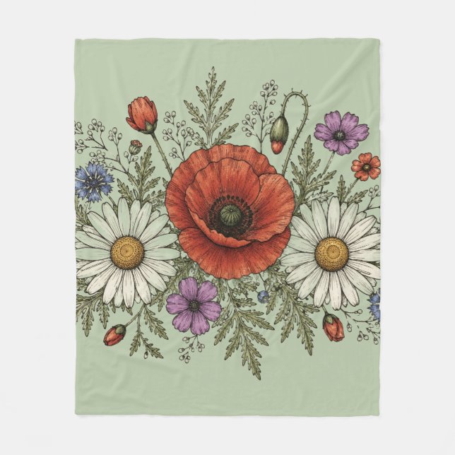 The Groovy Dream Meadow Fleece Blanket (Front)