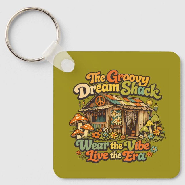 The Groovy Dream Shack Square Keychain (Front)