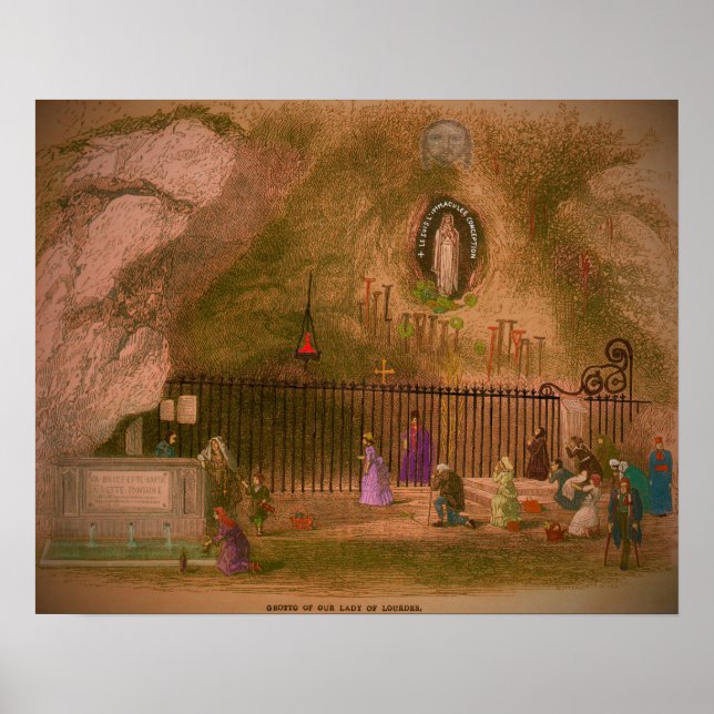 The Grotto of our Lady of Lourdes. 1800s Poster (Front)