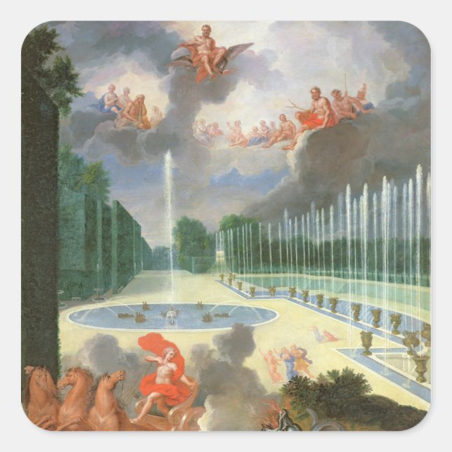 The Groves of Versailles. View of Dragon Pool Square Sticker (Front)