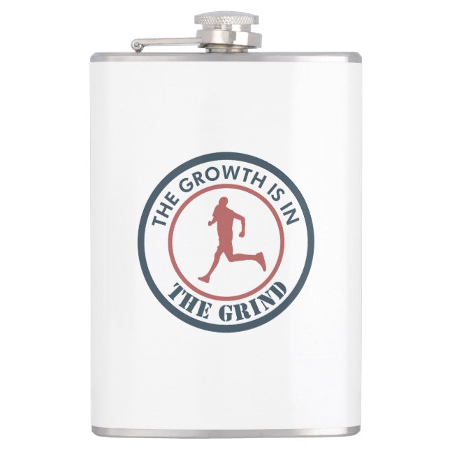 The Growth Is In The Grind Running Hip Flask (Front)