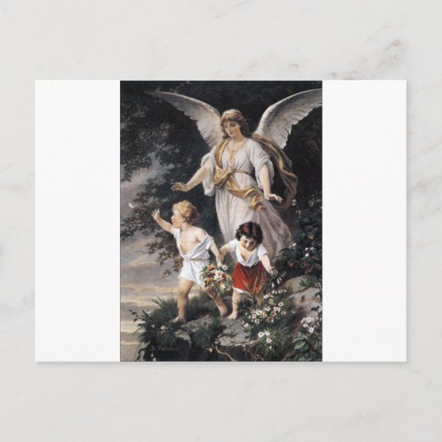 The Guardian Angel and Children, Vintage Painting. Postcard (Front)