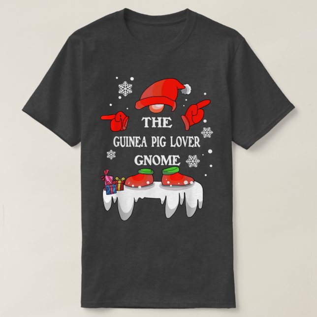 The Guinea Pig Lover Gnome Cute Red Buffalo Plaid  T-Shirt (Design Front)
