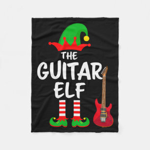 The Guitar Elf Matching Family Christmas Fleece Blanket