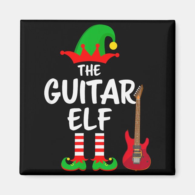 The Guitar Elf Matching Family Christmas  Magnet (Front)