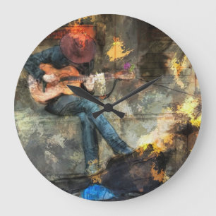 The Guitar Man Large Clock
