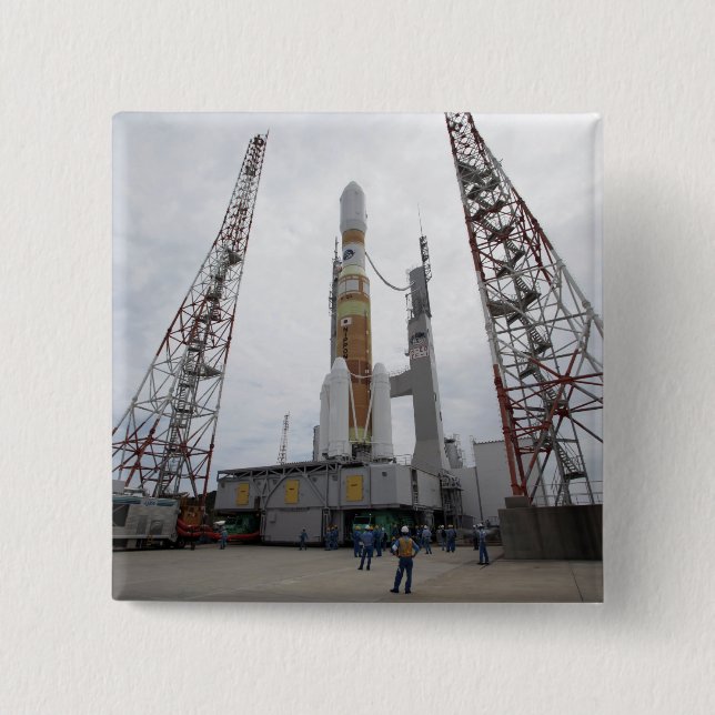The H-IIB rocket on the launch pad 15 Cm Square Badge (Front)