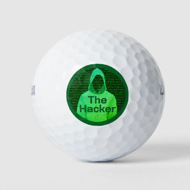 'The Hacker' Golfer: Funny Cyber Theme Custom Text Golf Balls (Front)