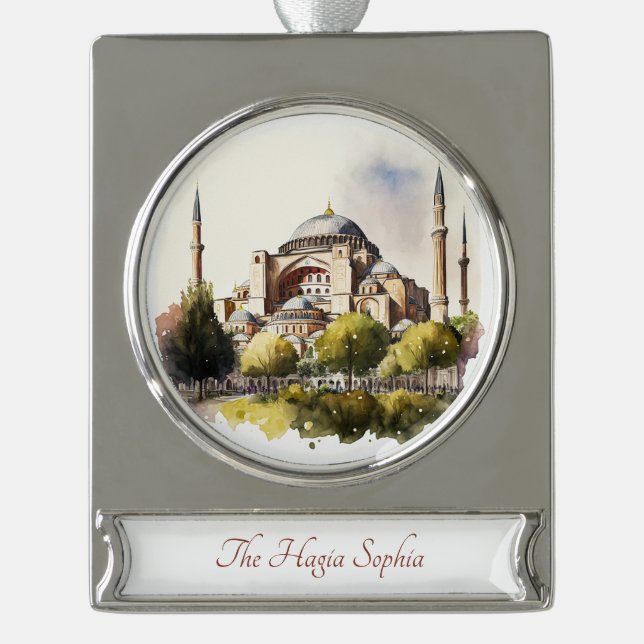 The Hagia Sophia Travel Art Watercolor Ornament (Front)