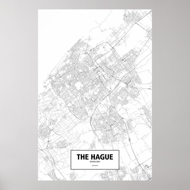 The Hague, Netherlands (black on white) Poster (Front)