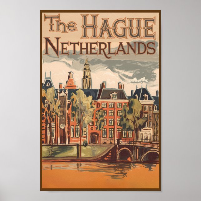 The Hague Netherlands Illustration Travel Art Poster (Front)
