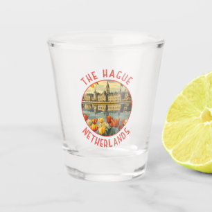 The Hague Netherlands Retro Distressed Circle Shot Glass