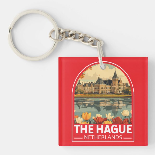 The Hague Netherlands Travel Art Emblem Key Ring (Front)
