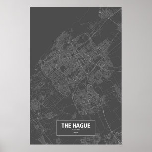 The Hague, Netherlands (white on black) Poster