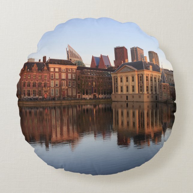 The Hague skyline in the Netherlands Round Cushion (Front)