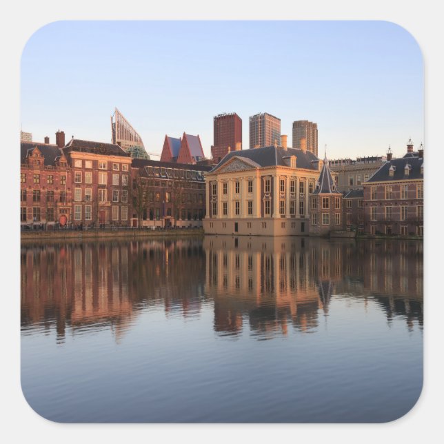The Hague skyline in the Netherlands Square Sticker (Front)