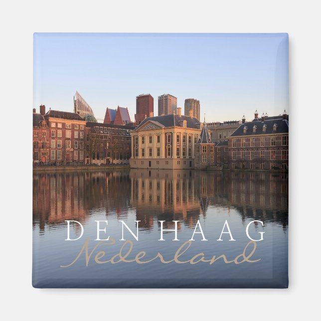 The Hague skyline in the Netherlands text magnet (Front)