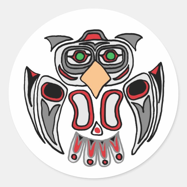 The Haida Owl Classic Round Sticker (Front)