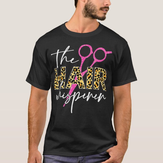 The Hair Whisperer Scissors Leopard Funny T-Shirt (Front)