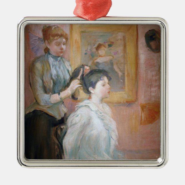The Hairstyle (by Berthe Morisot) Metal Ornament (Front)