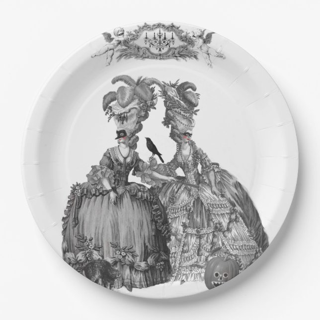 The Halloween Ball (white background) Paper Plate (Front)