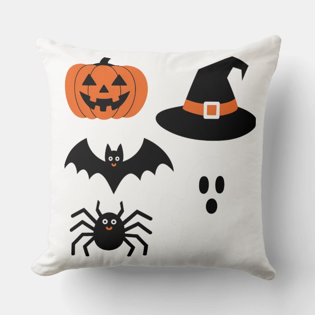 The Halloween Ghosts Throw Pillow: Spooky New Mode Cushion (Front)