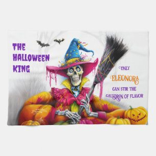 The Halloween King Witchy Skeleton Tea Towel