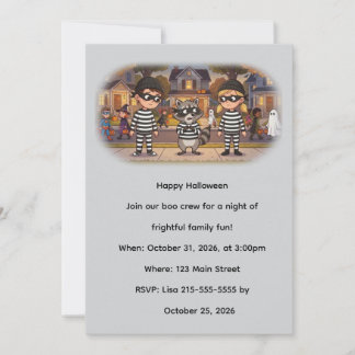 The Halloween Racoon Bandits Invitation