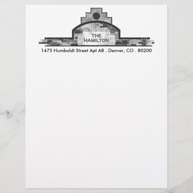 the hamilton customized letterhead (Front)