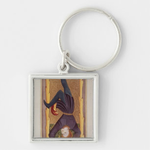 The Hanged Man, tarot card, French Key Ring