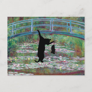 The Hanging Black Cat and Mouse Postcard