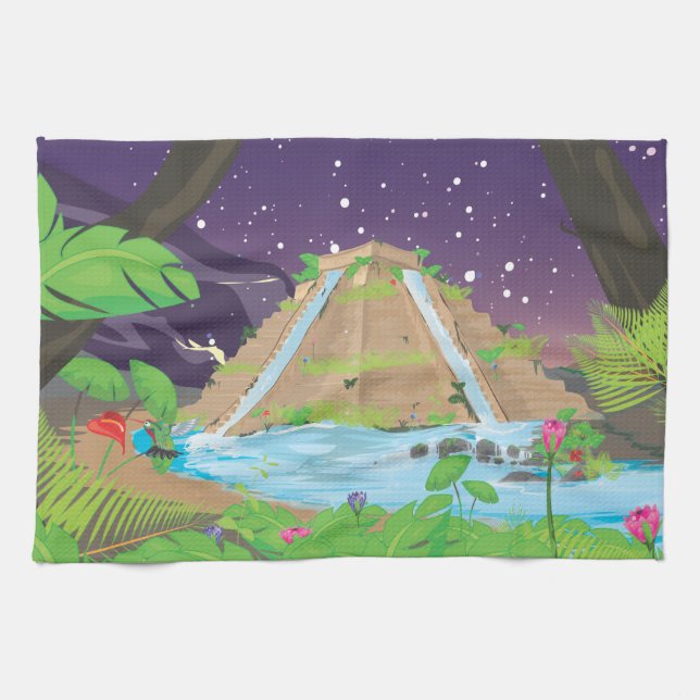 The Hanging Gardens of Babylon Tea Towel (Horizontal)