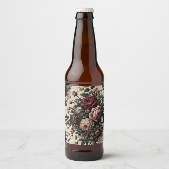 The Hanging Gardens of the Arcane – Gothic Floral  Beer Bottle Label (Front)