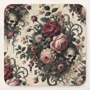 The Hanging Gardens of the Arcane – Gothic Floral  Square Paper Coaster
