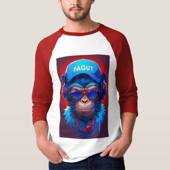 The Hangout with Cool Monkey and Headphones,Goggle T-Shirt (Front)
