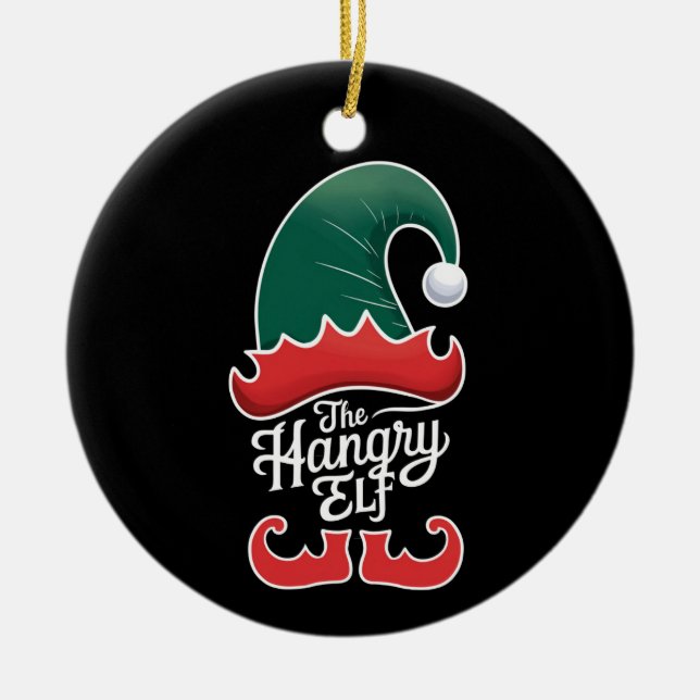 The Hangry Elf Family Matching Group Christmas  Ceramic Ornament (Front)