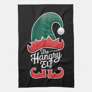 The Hangry Elf Family Matching Group Christmas  Tea Towel