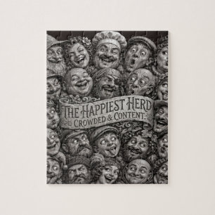 The Happiest Herd Crowded & Content Carved Faces P Jigsaw Puzzle
