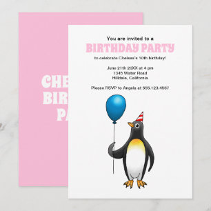 The Happy Birthday Penguin Invitation