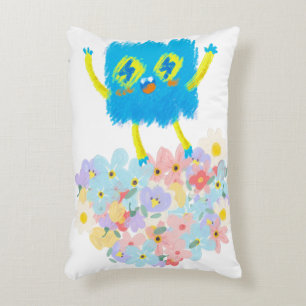 The Happy Blue Scribble on a Bed of Flowers Decorative Cushion